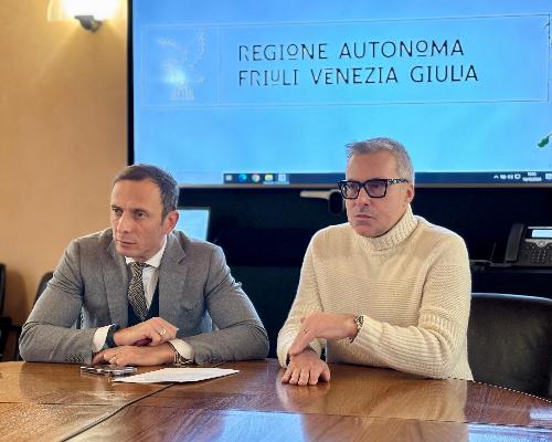 Il governatore del Fvg Massimiliano Fedriga e l'assessore alle Attività produttive e Turismo Sergio Emidio Bini
